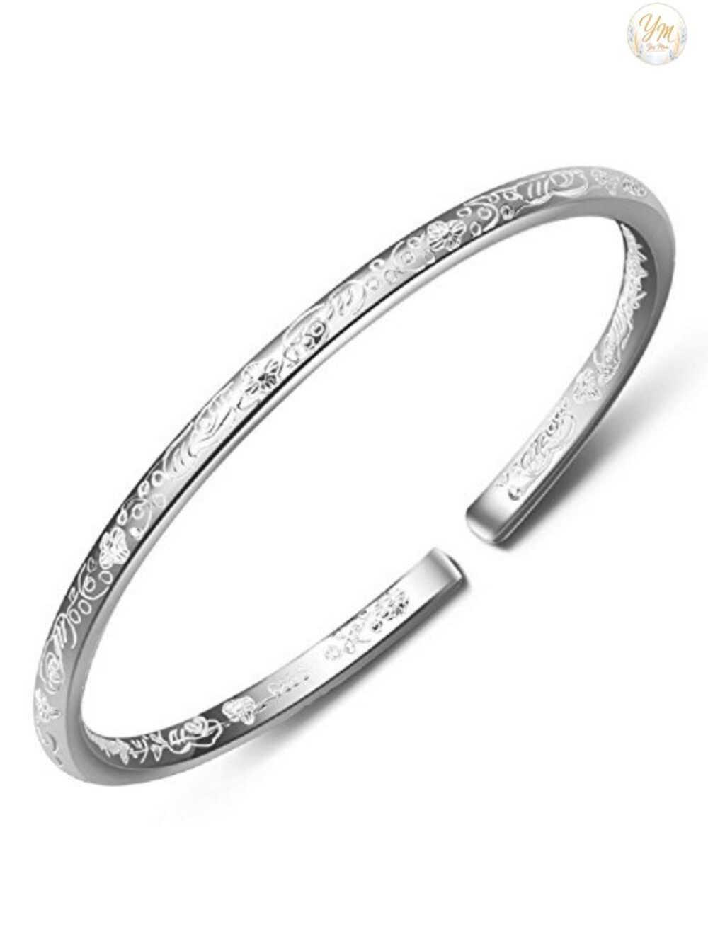 Sterling Silver Cuff Bangle Bracelet, Dainty Solid 999 Silver Jewelry for